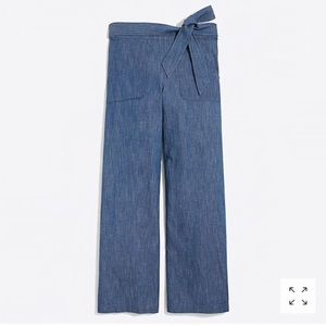 J Crew Wide Leg Chambray Crop Pants